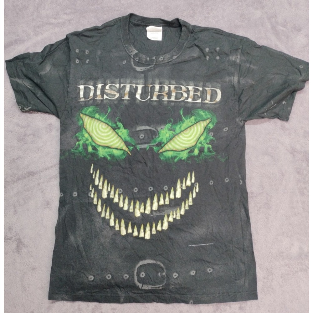 2010 Disturbed T-shirt Asylum Metal Black Mens Medium Band Tee straight jacket